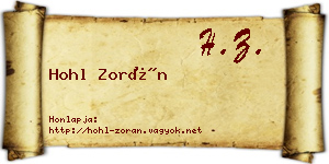 Hohl Zorán névjegykártya